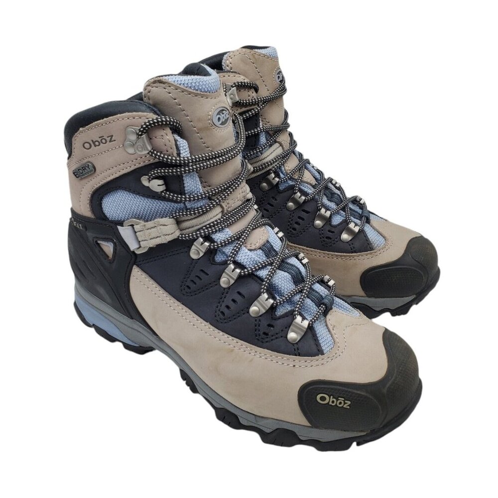 OBOZ 'Beartooth' B-Dry Womens Beige/Black Leather Hiking Boots Size 8.5 M Shoes